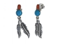 Серьги, серебро 925, бирюза,коралл 017 01 21-02974 2010 г инфо 10795w.