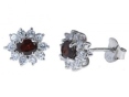 Серьги, серебро 925, гранат,циркон 002 01 21-03087 2010 г инфо 10873w.